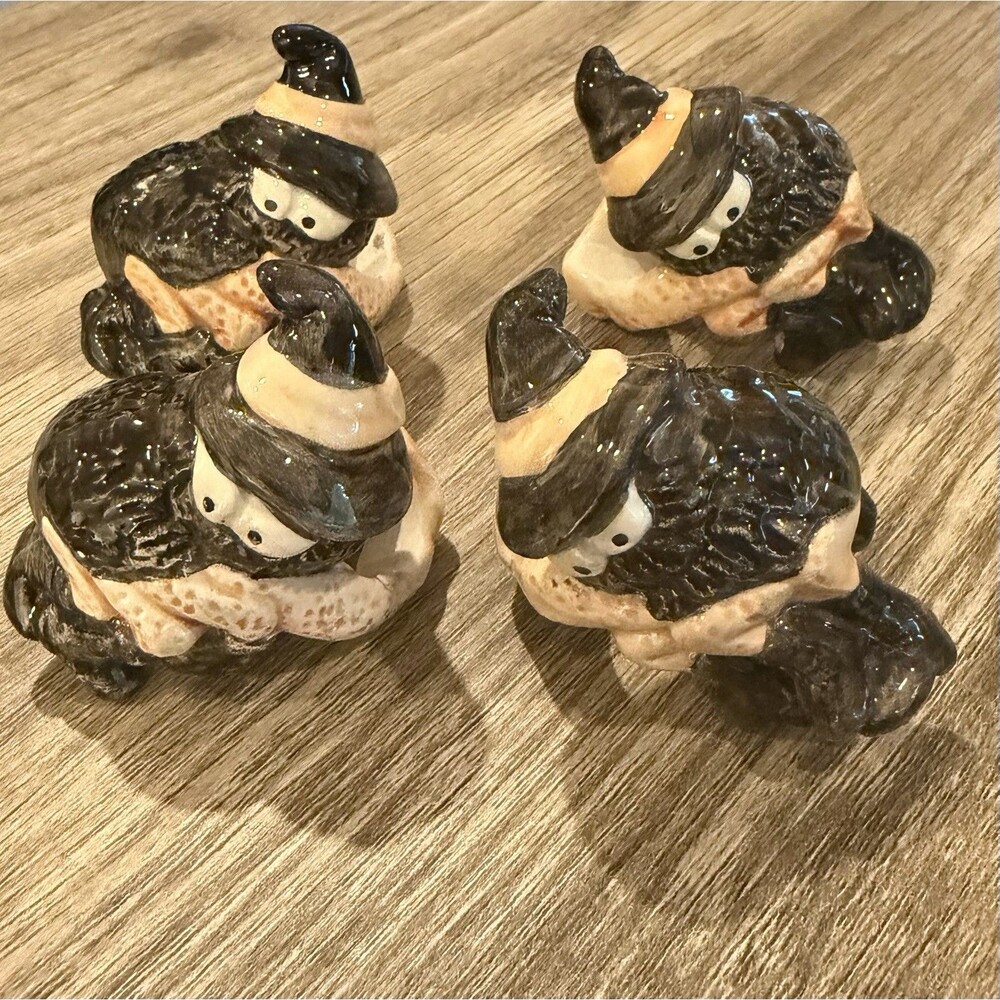 Rare Vintage Fitz & Floyd Halloween Scared of Spiders Candle Holder Rings IOB